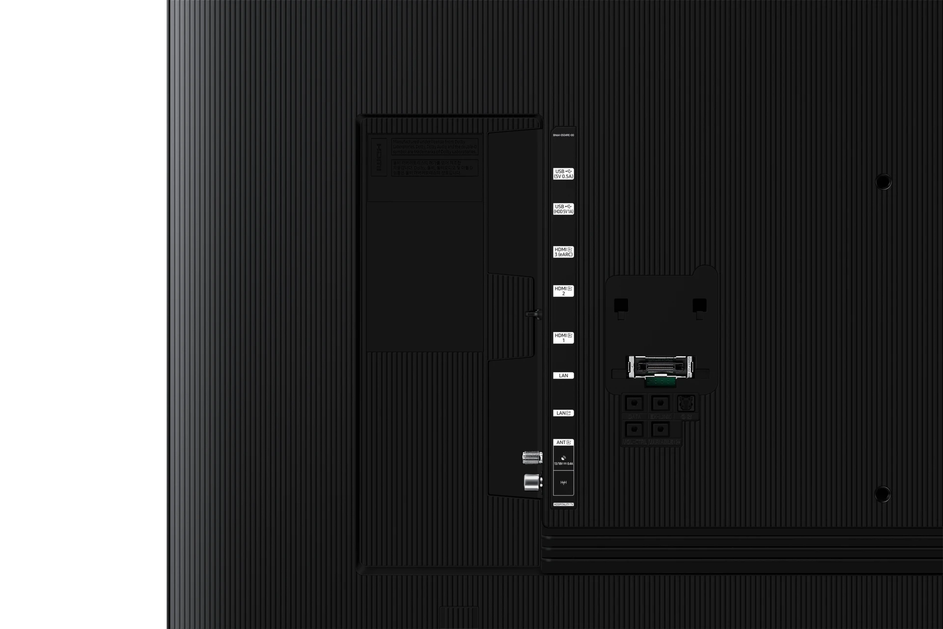 Samsung HU8000F 55 inç otel TV arka bağlantı paneli detayı