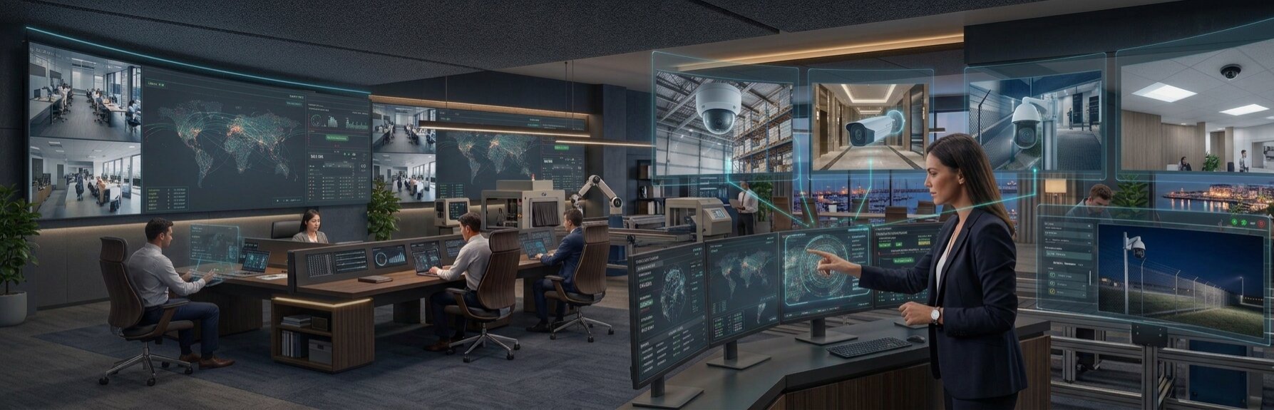 Manager monitoring facility on tablet with Kodsis Bilişim corporate security camera systems